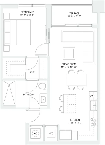 Floor plan 1 Bed/ 1 Bath-A6