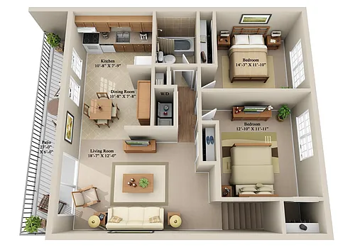 Floor plan 2 BDRM UP