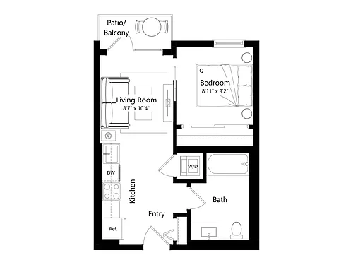 Floor plan L1A.3 - 1 Bed 1 Bath