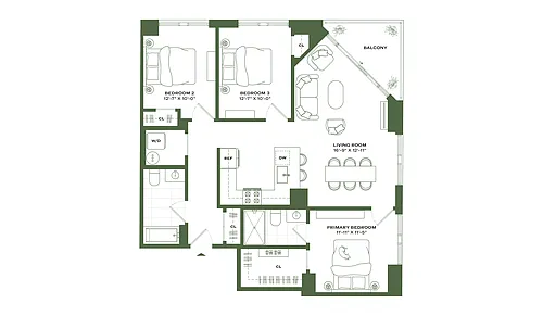 Floor plan 3 Bed/2 Bath-C1