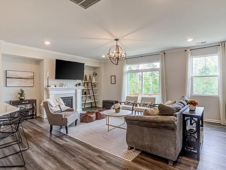 Living room with gas log fireplace