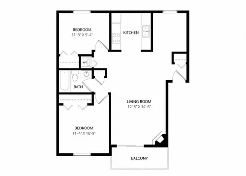 Floor plan 2 Bedroom Townhome