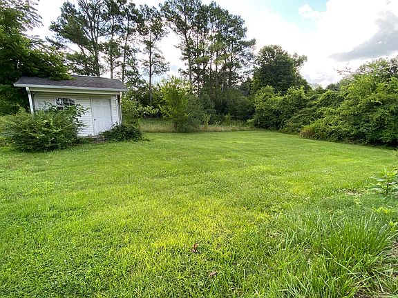 Side yard with storage shed
