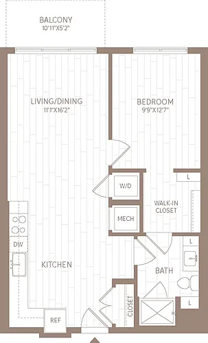 Floor plan 1 Bed/1 Bath-A2