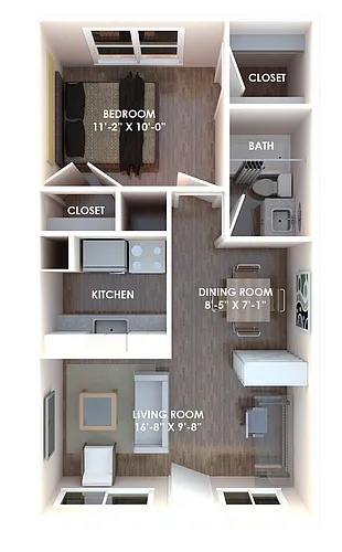 Floor plan One Bed - One Bath