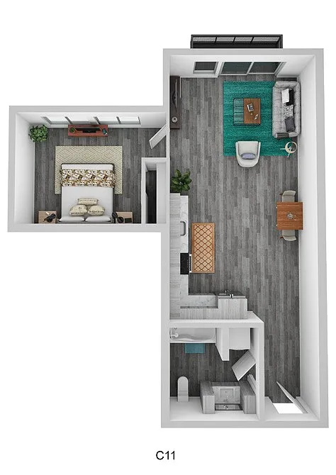 Floor plan 1 Bedroom 1 Bath A62