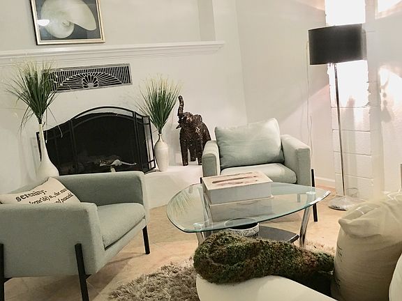living room & fireplace down