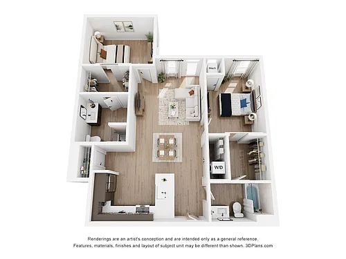 Floor plan 2 Bedroom D6 ADA