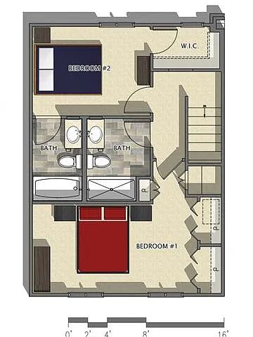 Floor plan 2 Bedroom 2.25 Bathroom-A