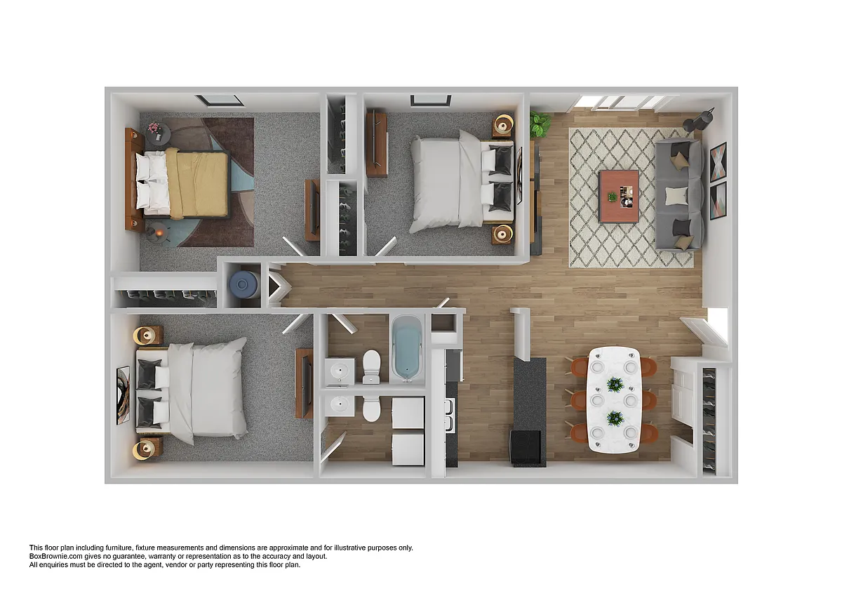 Floor plan Three Bedrooms, One & Half Baths