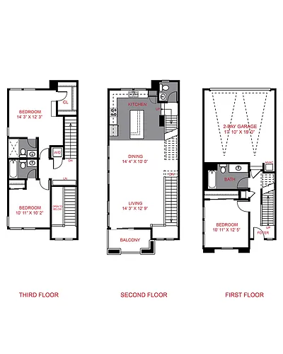 Floor plan 3 Bed / 3.5 Bath (1605 sf)