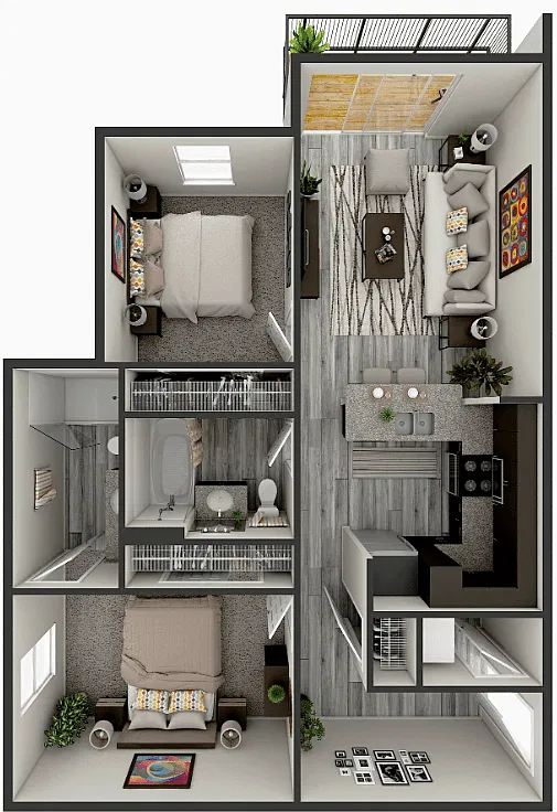 Floor plan Foster 2 Bedroom 2 Bath