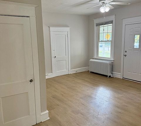 Living room with coat closet