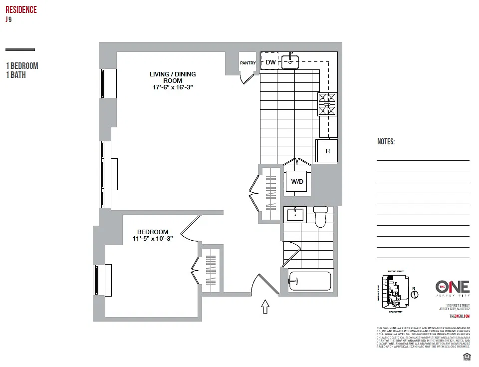 Floor plan 1 Bedroom / 1 Bathroom