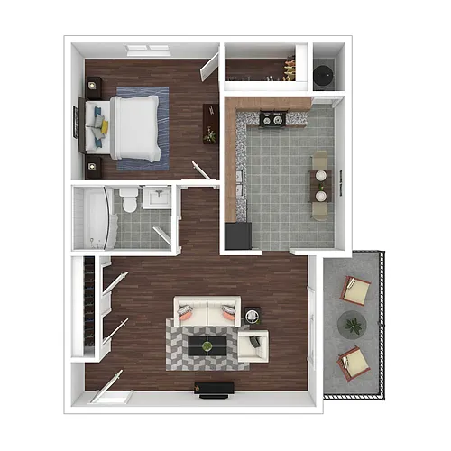 Floor plan One Bedroom, One Bathroom