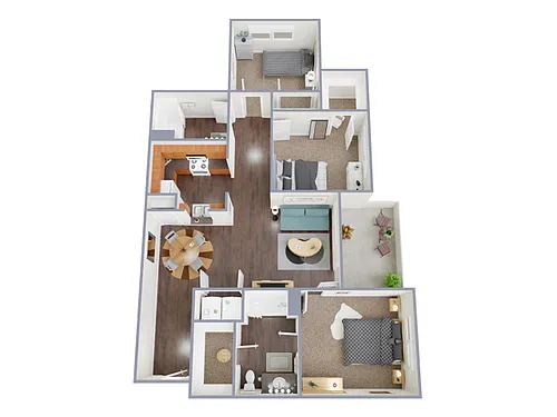 Floor plan 3 Bed, 2 Bath (60% Income Restricted)