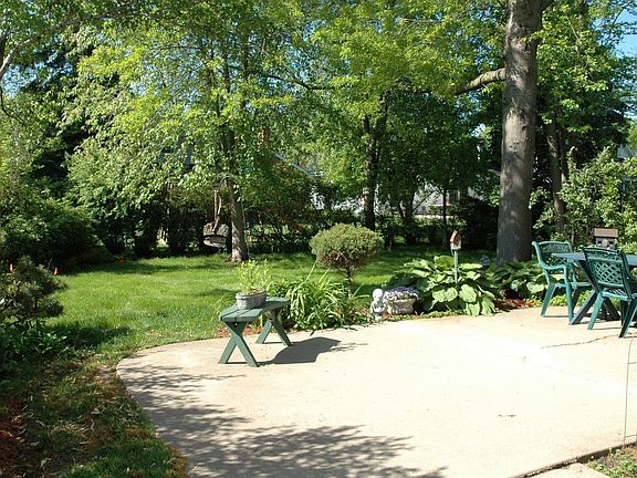 Private Patio and mature landscaping