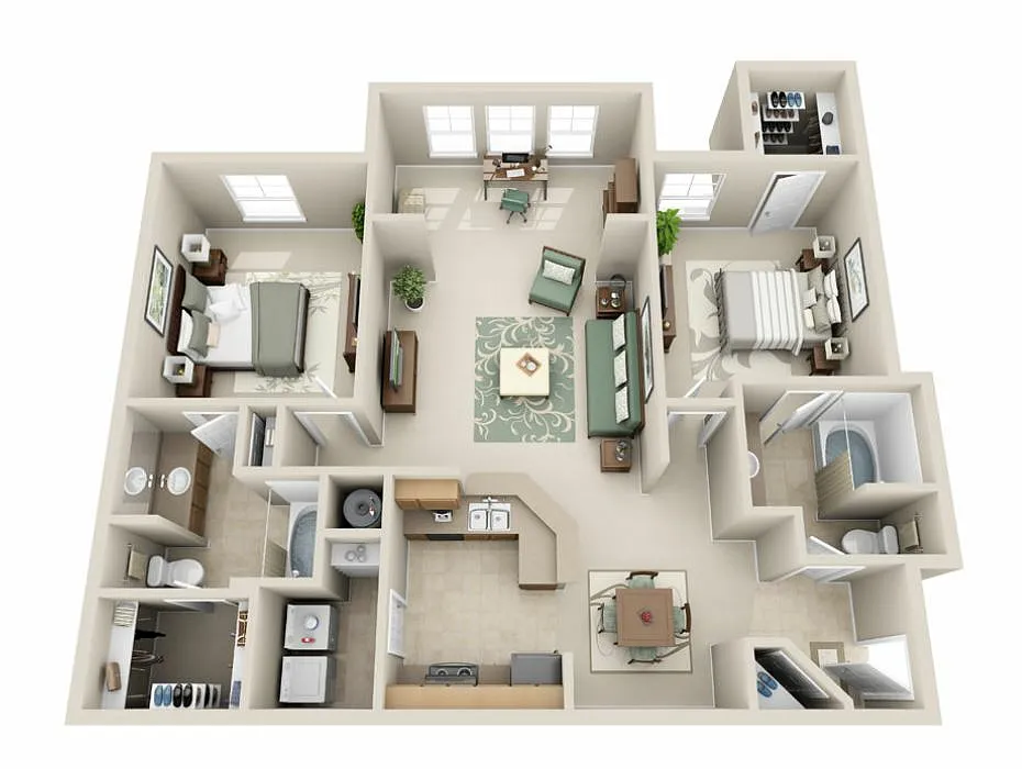 Floor plan B3 The Alexandra with Sunroom - Two Bedroom, Two B
