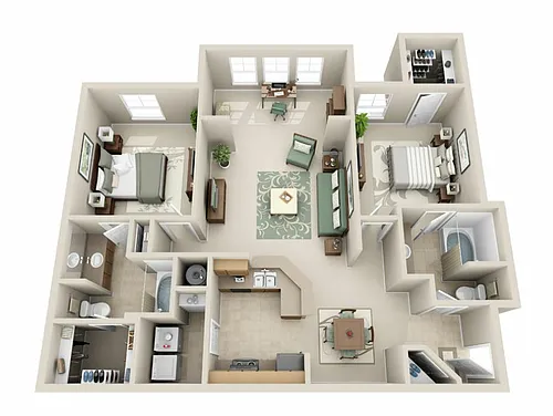 Floor plan B3 The Alexandra with Sunroom - Two Bedroom, Two B