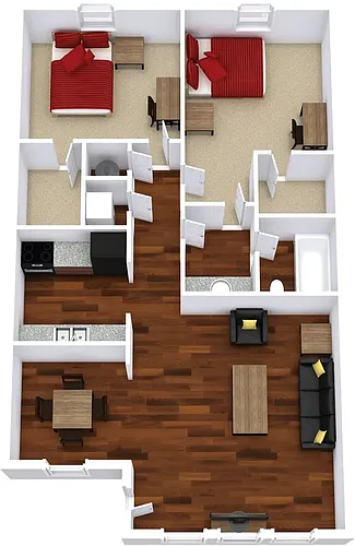 Floor plan 1x1 with Study