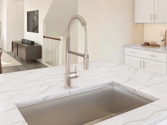 Kitchen with stainless steel undermount sink