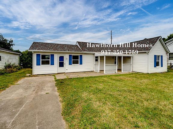 Front of Home. Covered patio, new roof and new windows.