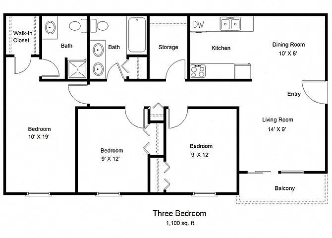 Floor plan Three Bedroom