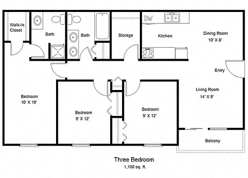 Floor plan Three Bedroom