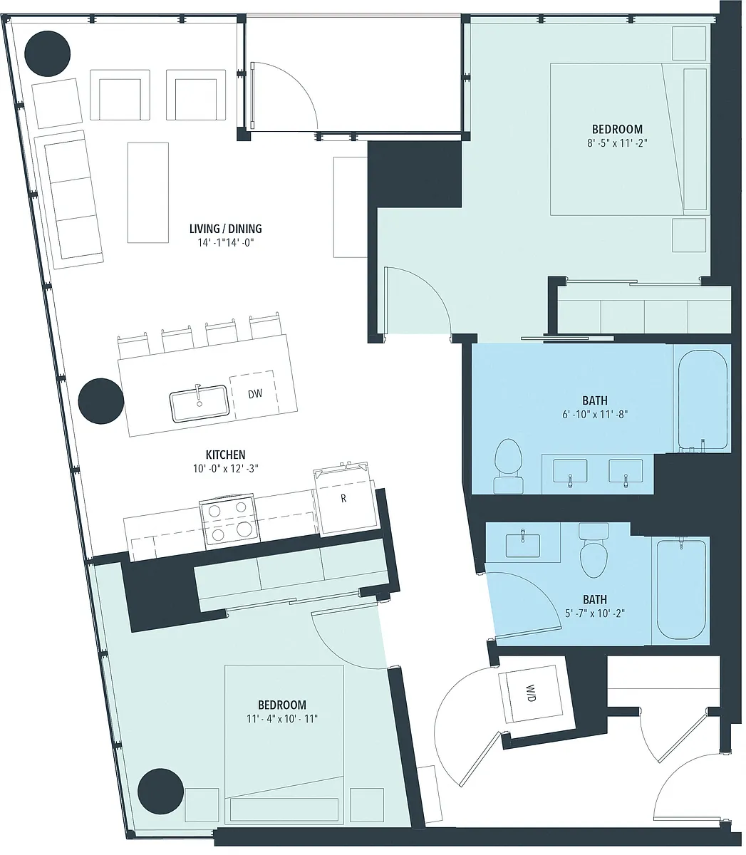 Floor plan 2 Bed/2 Bath-b20b