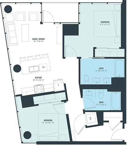 Floor plan 2 Bed/2 Bath-b20b