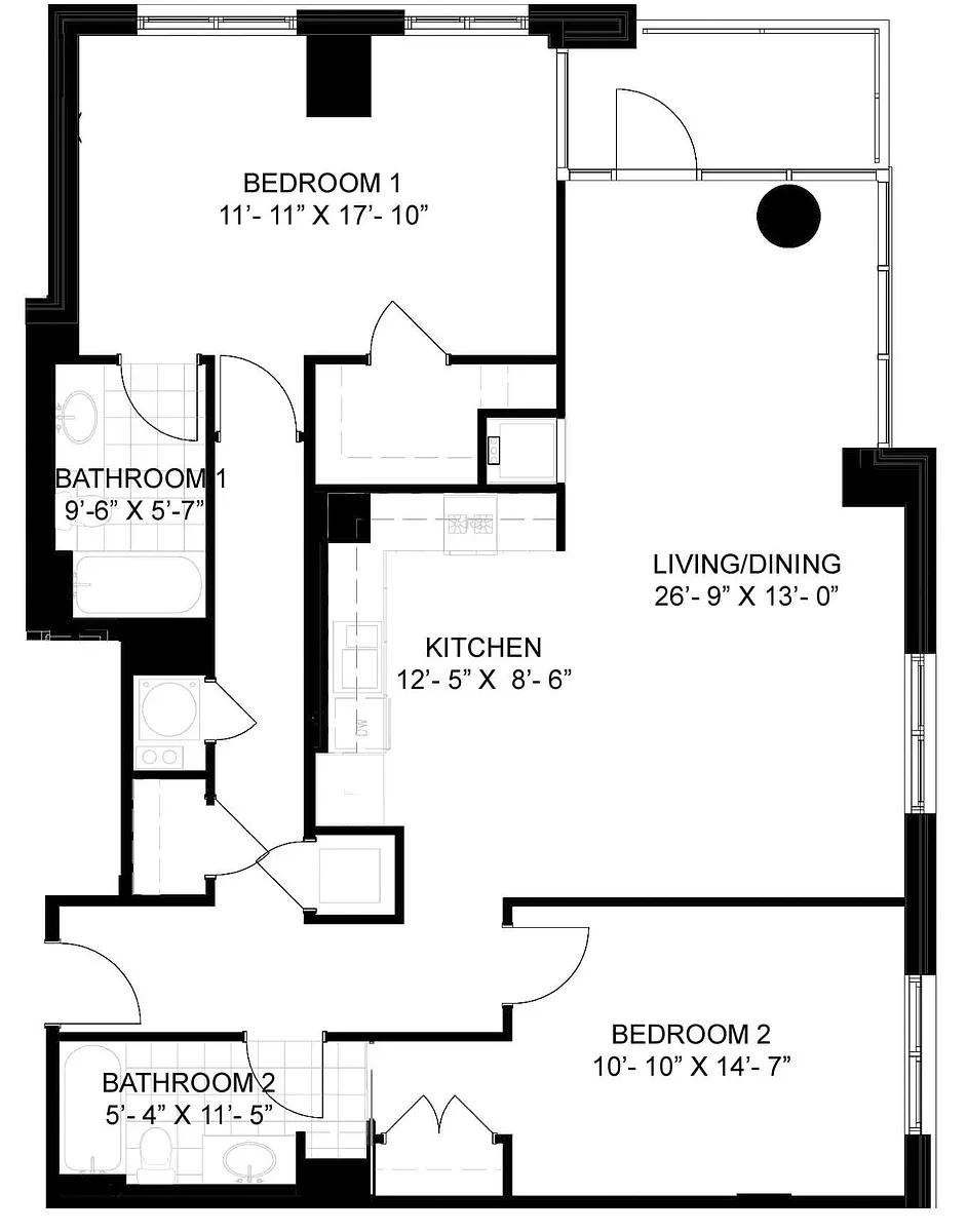 Floor plan 2 Bed/2 Bath-C01