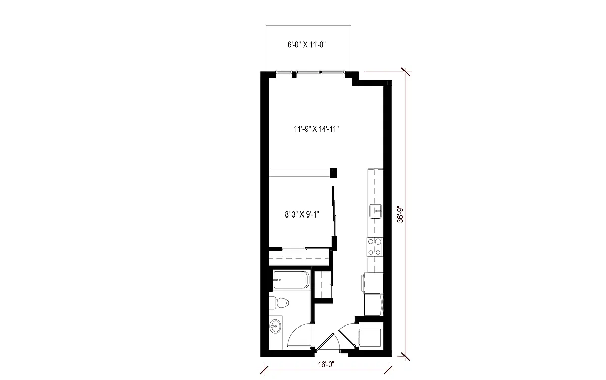 Floor plan Urban 1 Bedroom - U4