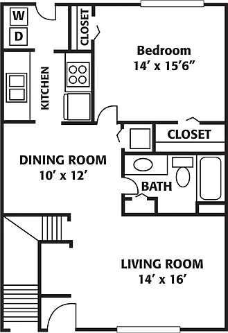 Floor plan One Bedroom Hampton