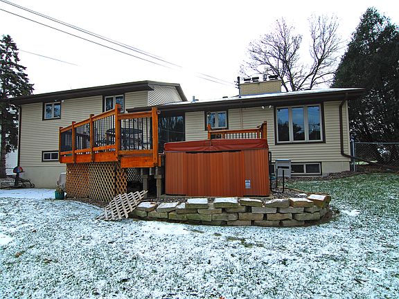 Fenced yard with deck