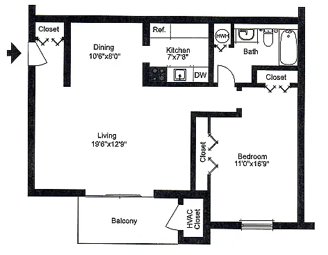 Floor plan One Bedroom