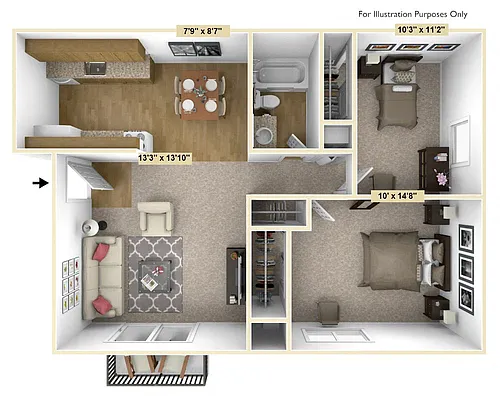 Floor plan Two Bedroom Acorn