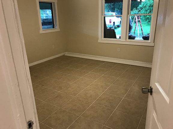 Looking into the master bedroom from the kitchen. notice the