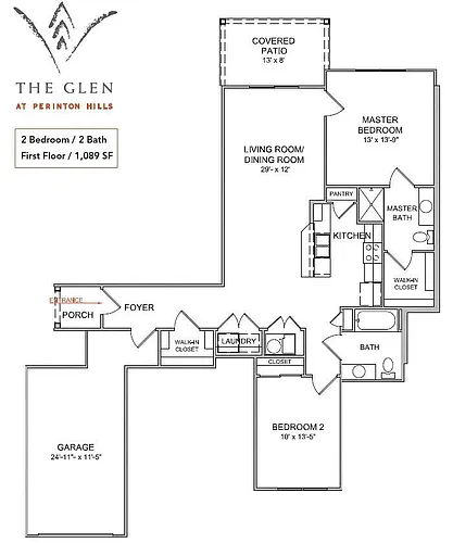 Floor plan 2 Bedroom/2 Bathroom/1st Floor
