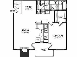 Floor plan 1 bed 1 bath