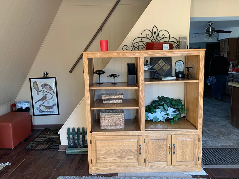 View of stairs in living room.