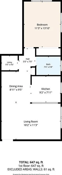 1 bed, 1.0 bath, 755 sqft, $1,400 — Photo 2