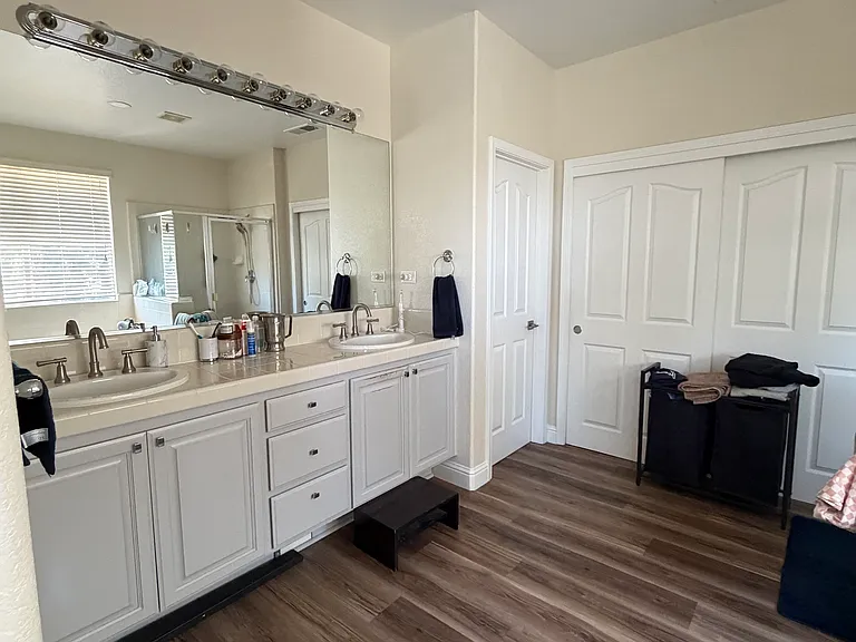 Master bathroom with walk in closet