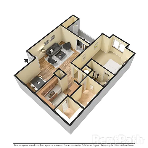 Floor plan 1L1 - 1 Bdrm, 1 Bath-LARGE