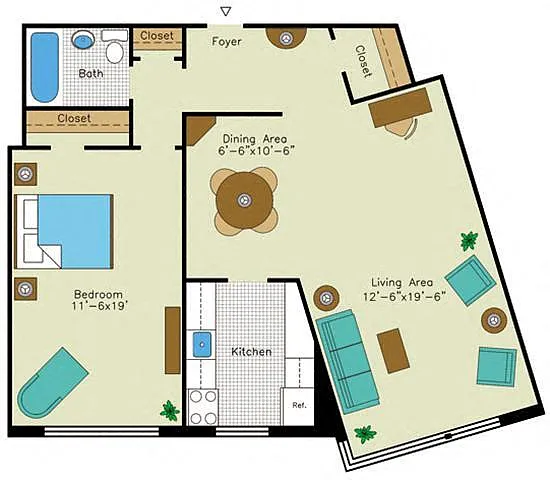 Floor plan 1 Bedroom J