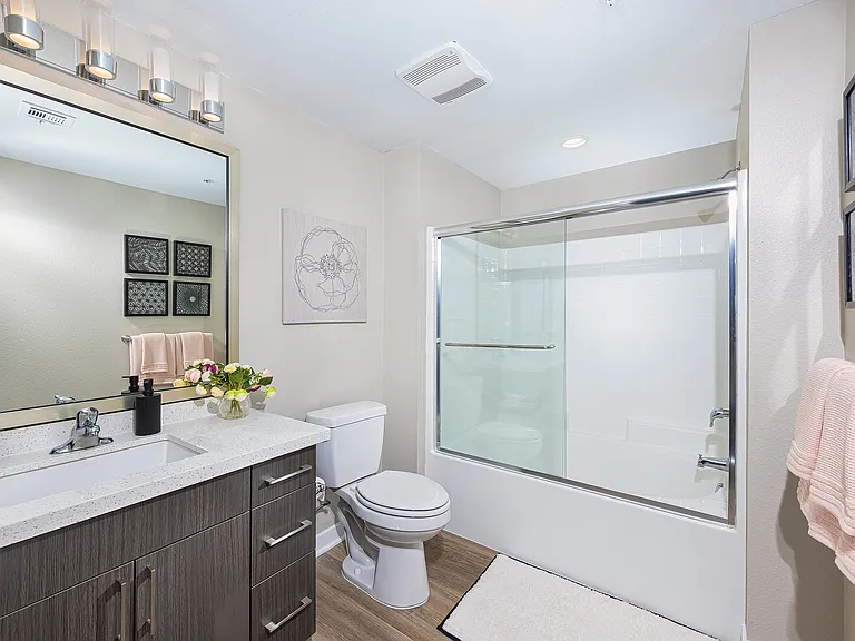 Modern ensuite with sleek finishes.