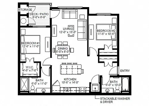 Floor plan Two Bedroom - BL