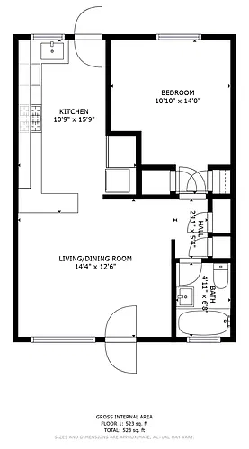 Floor plan 1 Bed 1 Bath