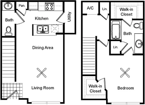 Floor plan 1 Bedroom Townhome Large