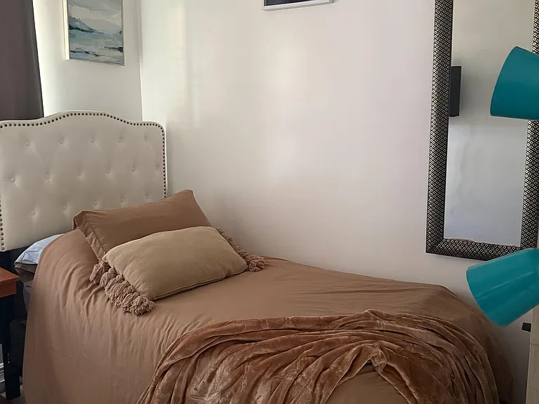 Cozy, comfy, room with TV and closet. Perfect for settling in, but pack lights, so you can relax and enjoy the vibe!