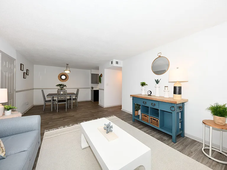 Living Room with Hardwood Style Flooring